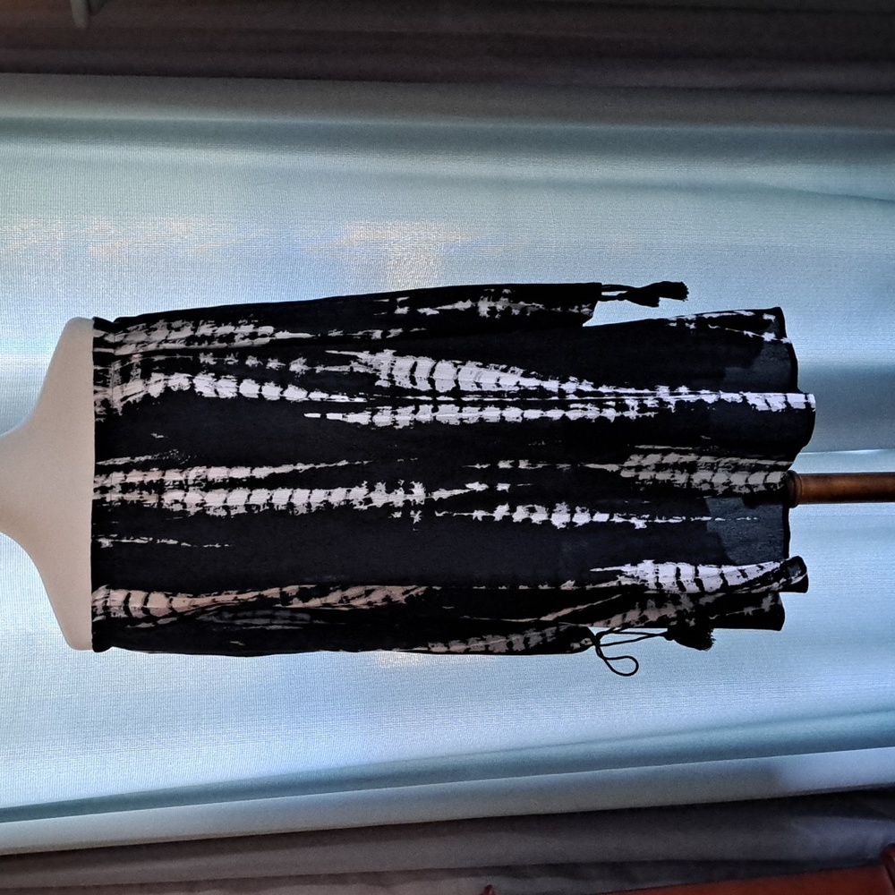 Off the Shoulder Black & White Tye Dye Dress. Sm/ Med